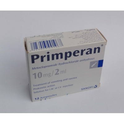 Primperan ( metoclopramide hydrochloride anhydrous 10 mg / 2ml ) 12 ampoules IV & IM injection 